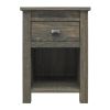 Farmhouse 1-Drawer Bedroom Nightstand with Open Shelf in Rustic Grey Oak