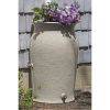 Grey SandStone 50-Gallon Plastic Urn Rain Barrel with Planter Top