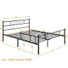 Queen Size Traditional Powder Coated Slatted Metal Platform Bed