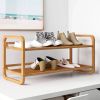 Bamboo Modern 2-Shelf Stackable Shoe Rack - Holds up to 8 Pair of Shoes