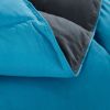 Full/Queen Traditional Microfiber Reversible 3 Piece Comforter Set in Blue/Grey