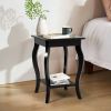 Stylish Nightstand End Table in Black Wood Finish - Set of 2