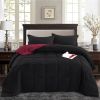 Twin/Twin XL Traditional Microfiber Reversible 3 Piece Comforter Set in Black/Maroon