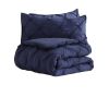 Twin Size All Season Pleated Hypoallergenic Microfiber Reversible 2 Piece Comforter Set in Navy