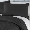 Full/Queen Modern Brick Stitch Microfiber Reversible 3 Piece Quilt Set in Black