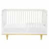 Modern Classic Solid Wooden Crib in White with Natural Wood Legs