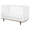 3-in-1 Modern Solid Wood Crib in White with Mid Century Style Legs in Walnut