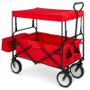 Collapsible Utility Wagon Cart Indoor/Outdoor with Canopy - Red