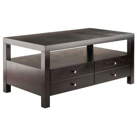 Modern Espresso 2 Drawer Coffee Table