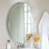 Oval Frameless Bathroom Vanity Wall Mirror with Beveled Edge Scallop Border