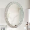 Oval Frame-less Bathroom Vanity Wall Mirror with Elegant Crystal Look Border