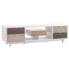 Modern 70-inch White TV Stand Entertainment Center with Natural Wood Accents