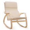 Farmhouse Beige/Natural Linen Upholstered Rocking Chair