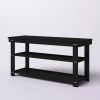 Black Wooden 2-Shelf Shoe Rack Storage Bench for Entryway or Closet