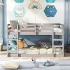 Full over Full Modern Low Profile Bunk Bed in Grey Wood Finish