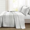 Full/Queen Scandinavian Chevron Grey White Reversible Cotton Quilt Set