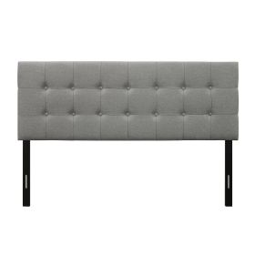 Full size Contemporary Button-Tufted Headboard in Grey Upholstered Fabric