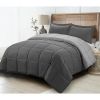 Full/Queen Traditional Microfiber Reversible 3 Piece Comforter Set in Grey