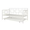 Contemporary White Metal Daybed Frame with Twin Pull-Out Trundle Bed