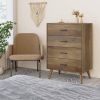 Modern Scandinavian Mid-Century 4-Drawer Chest Cabinet in Brown Wood Finish