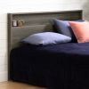 Full/Queen Size Modern Grey Storage Bookcase Panel Headboard