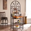 Farmhouse 3 Tier Steel Wood Top Utility Hooks Kitchen Baker's Wine Rack