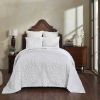 King Size 100-Percent Cotton Chenille 3-Piece Coverlet Bedspread Set in White