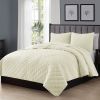 King CAL King 3-Piece Ivory Polyester Microfiber Reversible Diamond Quilt Set