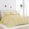 King Size 3 Piece Yellow Reversible Daisy Medallion Stripped Comforter Set