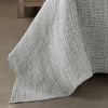 King Size 3-Piece Reversible Cotton Yarn Woven Coverlet Set in Grey Cream