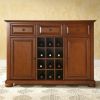 Cherry Wood Dining Room Storage Buffet Cabinet Sideboard with Wine Holder