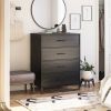 Modern 4-Drawer Bedroom Chest Dresser in Rustic Black Wood Finish