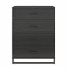 Modern 4-Drawer Bedroom Chest Dresser in Rustic Black Wood Finish