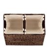 Espresso 2-Bin Handwoven Hyacinth Linen Liner Laundry Hamper w/ Handles