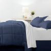 CA King Navy Microfiber Baffle-Box 6-Piece Reversible Bed-in-a-Bag Comforter Set