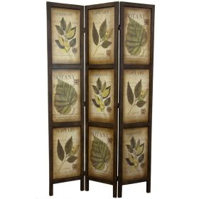 3-Panel Double Sided Floral Botany Plant Life Floral Leaves Room Divider