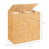 Natural 2-Bin Handwoven Hyacinth Linen Liner Laundry Hamper w/ Handles