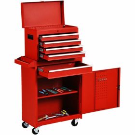 Red Heavy Duty Steel Lockable Rolling Tool Chest Mobile Garage Storage Cart