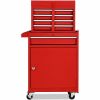 Red Heavy Duty Steel Lockable Rolling Tool Chest Mobile Garage Storage Cart