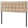 Full size Beige Tan Taupe Fabric Upholstered Button Tufted Headboard