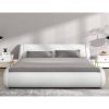 Full Modern White Faux Leather Upholstered Platform Bed Frame with Headboard