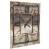 Square 27.5-inch Wood and Metal Wall Clock Industrial Style