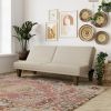 Tan Modern Upholstered Microfiber Adjustable Futon Sleeper Sofa