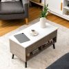 Mid-Century Lift-Top Coffee Table Sofa Laptop Desk in Grey Wood White Top Finish