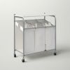 3 Section Wheeled Laundry Sorter Cart with Lift Top Folding Ironing Board