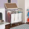 3 Section Wheeled Laundry Sorter Cart with Lift Top Folding Ironing Board