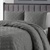 Twin/Twin XL 2-Piece Dark Grey Polyester Microfiber Diamond Quilt Set