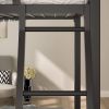 Twin over Twin Modern Metal Bunk Bed Frame in Black Finish with Ladder