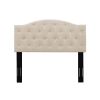 Twin Size Beige Fabric Upholstered Button-Tufted Adjustable Height Headboard