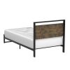 Twin Modern Farmhouse Platform Bed Frame with Wood Panel Headboard Footboard